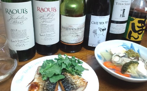 牡蠣鍋と鯖とワイン.jpg